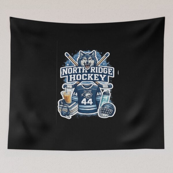 Item preview, North Ridge Hockey Wolf Mascot Vintage Varsity Ice Hockey Design designed and sold by Artbysarmina.