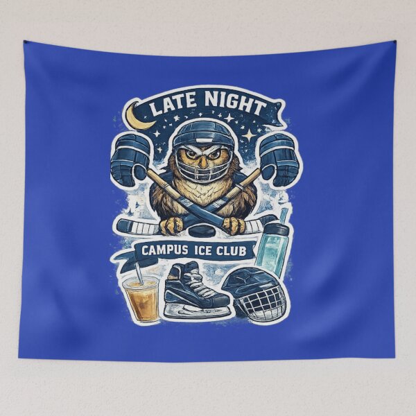 Item preview, Late Night Campus Ice Club Owl Mascot Vintage Hockey Aesthetic Design designed and sold by Artbysarmina.