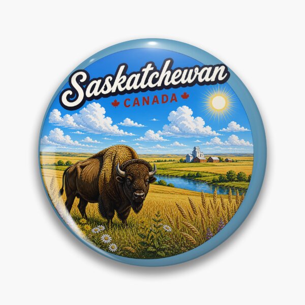 Item preview, Saskatchewan Canada Sticker - Prairie Wheat Fields Bison Scenic designed and sold by Myra365Art.