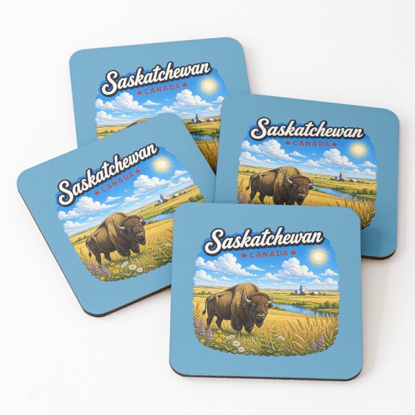 Item preview, Saskatchewan Canada Sticker - Prairie Wheat Fields Bison Scenic designed and sold by Myra365Art.