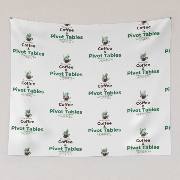 Item preview, Powered By Coffee and Pivot Tables with a Geeky coffee mug. designed and sold by spreadsheetcafe.