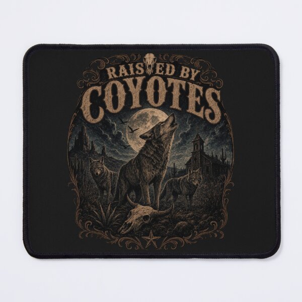 Item preview, Raised by Coyotes – Southern Gothic Western Horror Moonlit Coyote Design designed and sold by GardenReign.