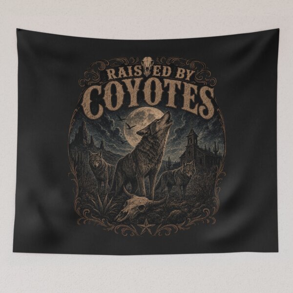 Item preview, Raised by Coyotes – Southern Gothic Western Horror Moonlit Coyote Design designed and sold by GardenReign.