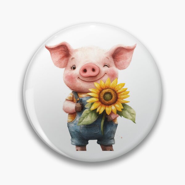 Item preview, Cute Pig Holding Sunflower Cottagecore Watercolor Aesthetic designed and sold by NotasCreativa.