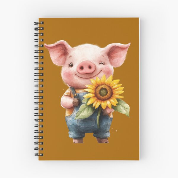 Item preview, Cute Pig Holding Sunflower Cottagecore Watercolor Aesthetic designed and sold by NotasCreativa.
