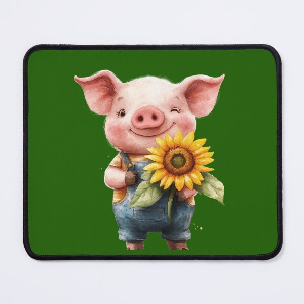 Item preview, Cute Pig Holding Sunflower Cottagecore Watercolor Aesthetic designed and sold by NotasCreativa.