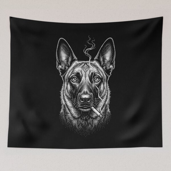Item preview, Funny Belgian Malinois Smoking Meme Dog Owner designed and sold by DoodleTortle.