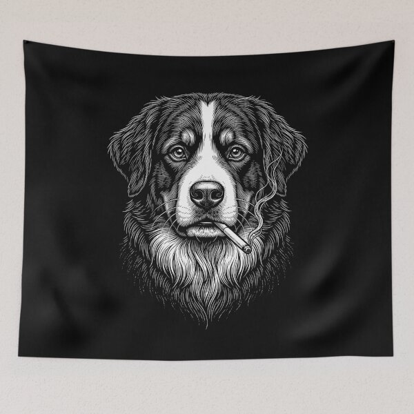 Item preview, Funny Bernese Mountain Dog Smoking Meme Dog Owner designed and sold by DoodleTortle.