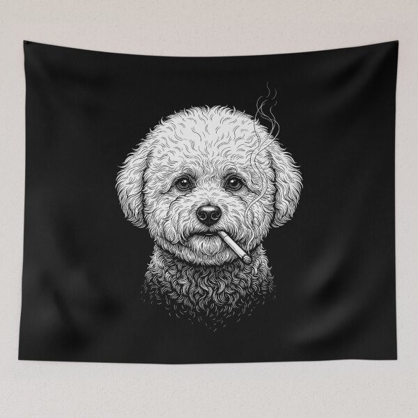 Item preview, Funny Bichon Frise Smoking Meme Dog Owner designed and sold by DoodleTortle.