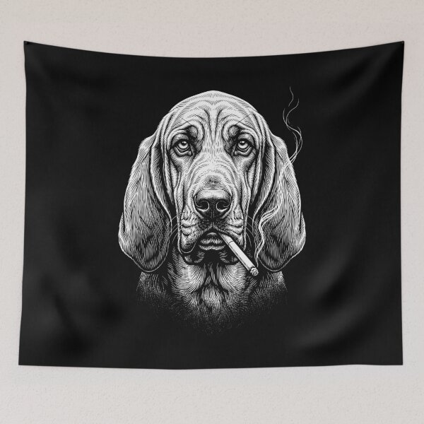 Item preview, Funny Bloodhound Smoking Meme Dog Owner designed and sold by DoodleTortle.