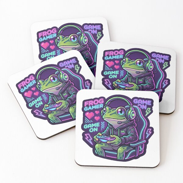 Item preview, Neon Frog Gamer – Cute Gaming Controller Cartoon Aesthetic Art designed and sold by ArtsyExplorer.