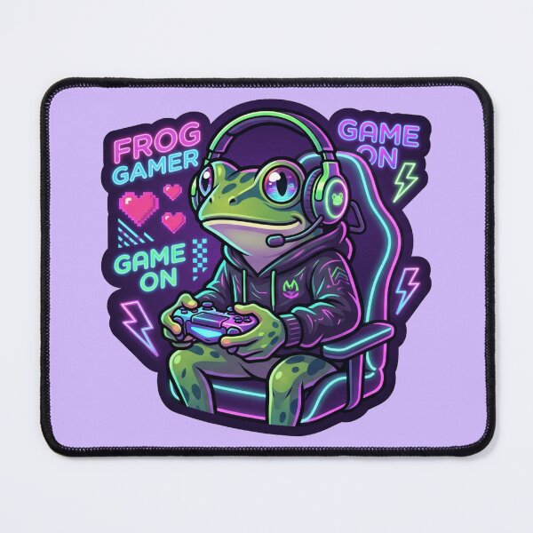 Item preview, Neon Frog Gamer – Cute Gaming Controller Cartoon Aesthetic Art designed and sold by ArtsyExplorer.