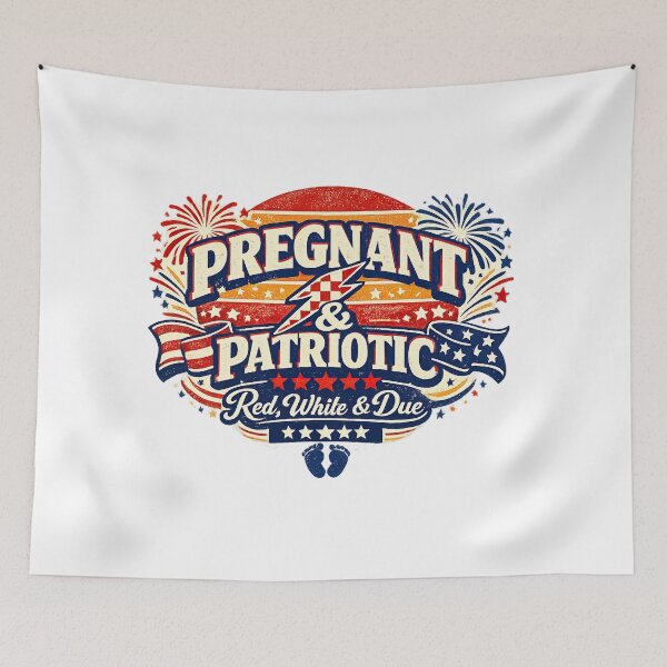 Item preview, Pregnancy 4th of July, Red White and Due, Retro Vintage Style designed and sold by graphic-genie.