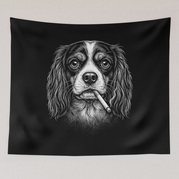 Item preview, Funny Cavalier King Charles Spaniel Smoking Meme Dog Owner designed and sold by DoodleTortle.