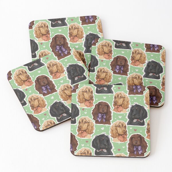 Item preview, Bow Tie Cocker Spaniel Trio - Matcha Pattern designed and sold by sanctuarystudio.