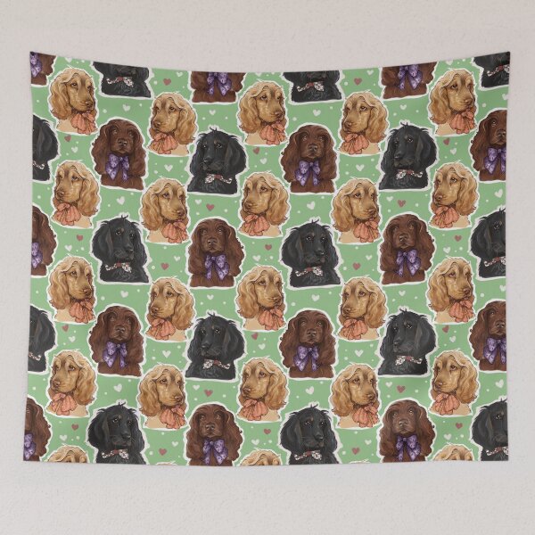 Item preview, Bow Tie Cocker Spaniel Trio - Matcha Pattern designed and sold by sanctuarystudio.