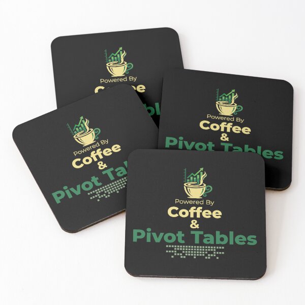 Item preview, Powered By Coffee and Pivot Tables with a Geeky coffee mug. designed and sold by spreadsheetcafe.