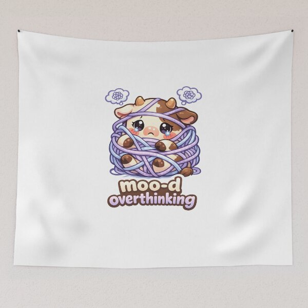 Item preview, Moo-d Overthinking Funny Cute Cow Design designed and sold by Naviora.