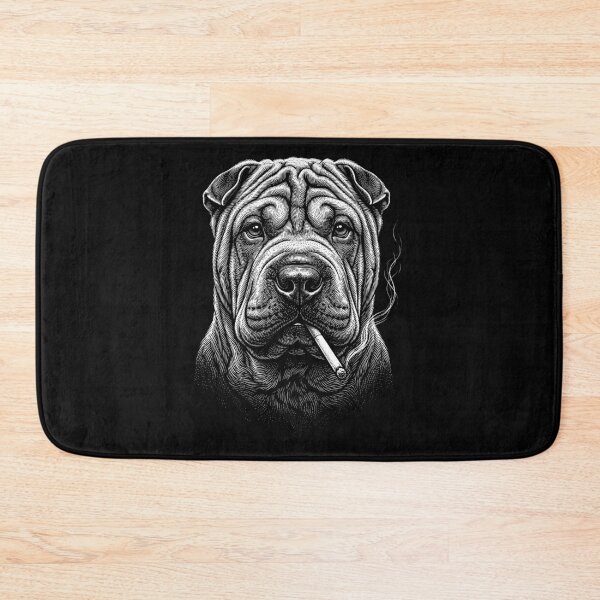 Item preview, Funny Chinese Shar Pei Smoking Meme Dog Owner designed and sold by DoodleTortle.