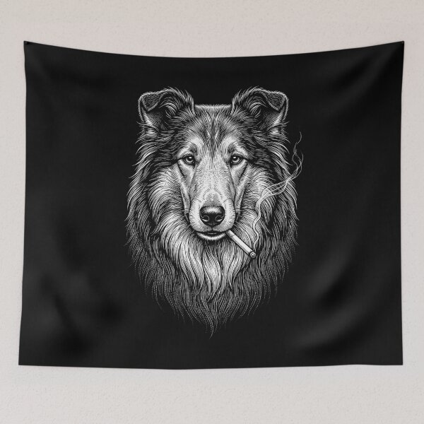 Item preview, Funny Collie Smoking Meme Dog Owner designed and sold by DoodleTortle.