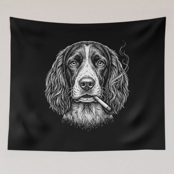 Item preview, Funny English Springer Spaniel Smoking Meme Dog Owner designed and sold by DoodleTortle.