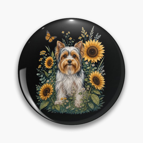 Item preview, Biewer Terrier With Sunflower Cottagecore Art Dog Owner designed and sold by TerryConnells.