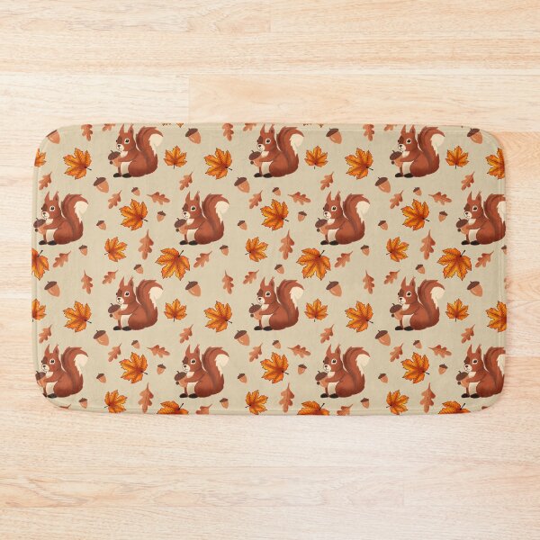 Item preview, Pattern of squirrel, acorns and autumn leaves designed and sold by tornasolhaze.