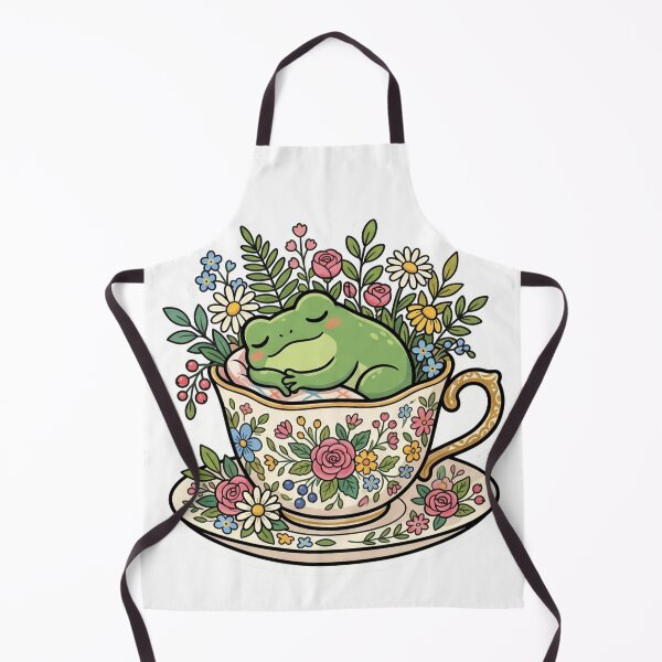 Item preview, Sleeping Frog in Teacup – Cozy Floral Kawaii Frog Cartoon Aesthetic designed and sold by ArtsyExplorer.