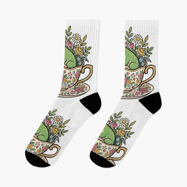 Item preview, Sleeping Frog in Teacup – Cozy Floral Kawaii Frog Cartoon Aesthetic designed and sold by ArtsyExplorer.