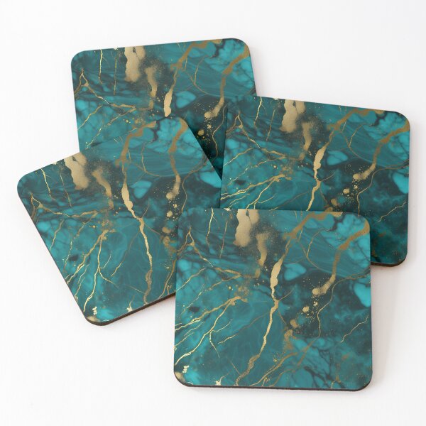 Item preview, Dark Teal Marble Texture with Gold Flecks  designed and sold by BirdsnStuff.
