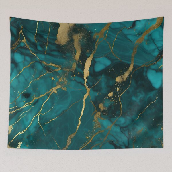 Item preview, Dark Teal Marble Texture with Gold Flecks  designed and sold by BirdsnStuff.