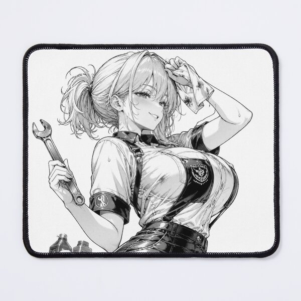 Item preview, Anime Mechanic Girl – Black and White Automotive Waifu designed and sold by Ericks0087.