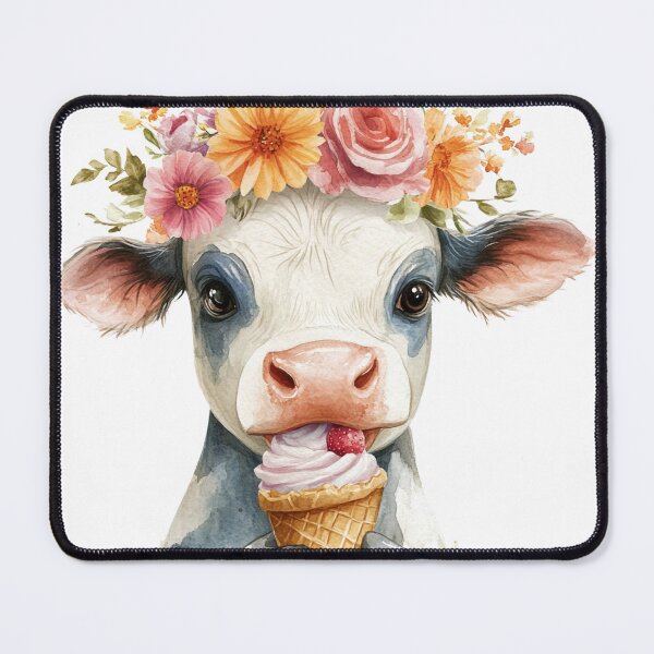 Item preview, Cute Strawberry Cow Eating Ice Cream Kawaii Aesthetic designed and sold by NotasCreativa.