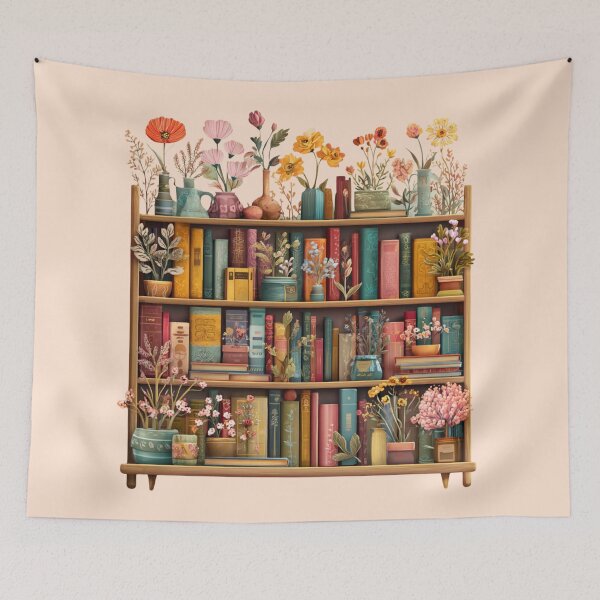 Item preview, Flowers Bookshelf designed and sold by bubblyrainbow.