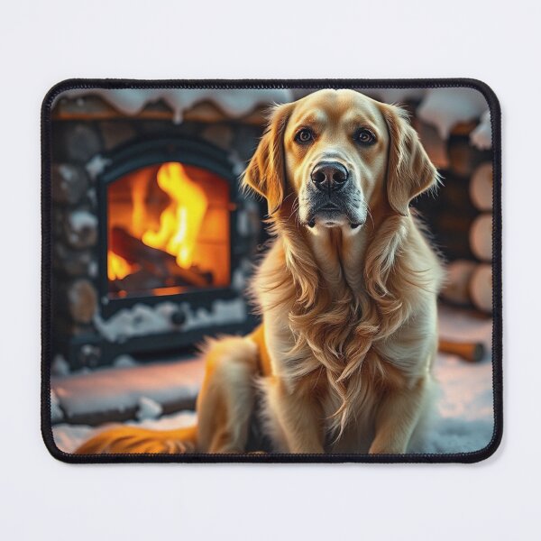 Item preview, Golden Retriever by Cozy Winter Fireplace designed and sold by IntelliMindDesigns.
