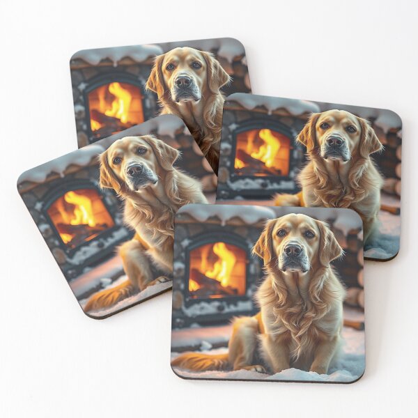 Item preview, Golden Retriever by Cozy Winter Fireplace designed and sold by IntelliMindDesigns.
