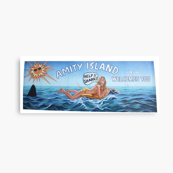 Amity Island Shark Billboard Funny Ocean Beach Summer Metal Wall Sign 8" x 12" 
