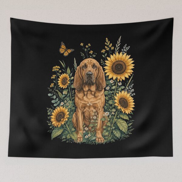 Item preview, Bloodhound With Sunflower Cottagecore Art Dog Owner designed and sold by TerryConnells.