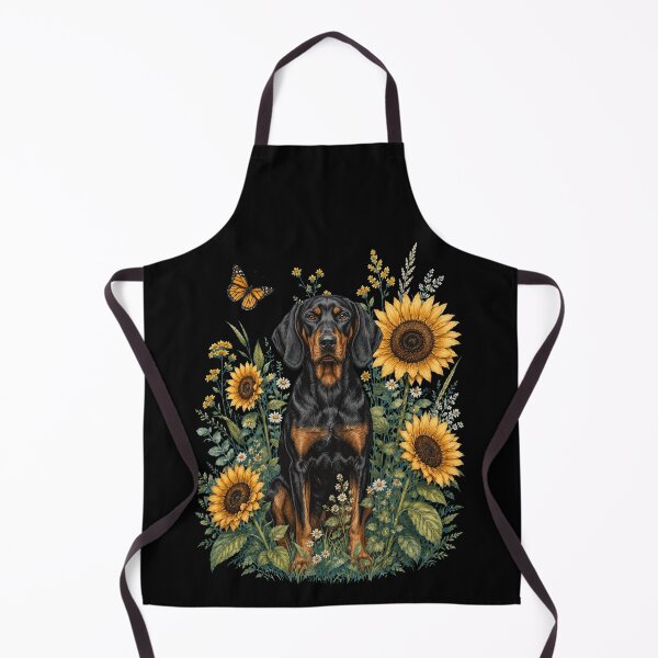 Item preview, Black and Tan Coonhound With Sunflower Cottagecore Art Dog Owner designed and sold by TerryConnells.