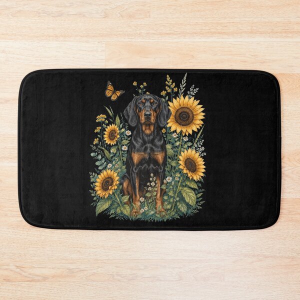 Item preview, Black and Tan Coonhound With Sunflower Cottagecore Art Dog Owner designed and sold by TerryConnells.