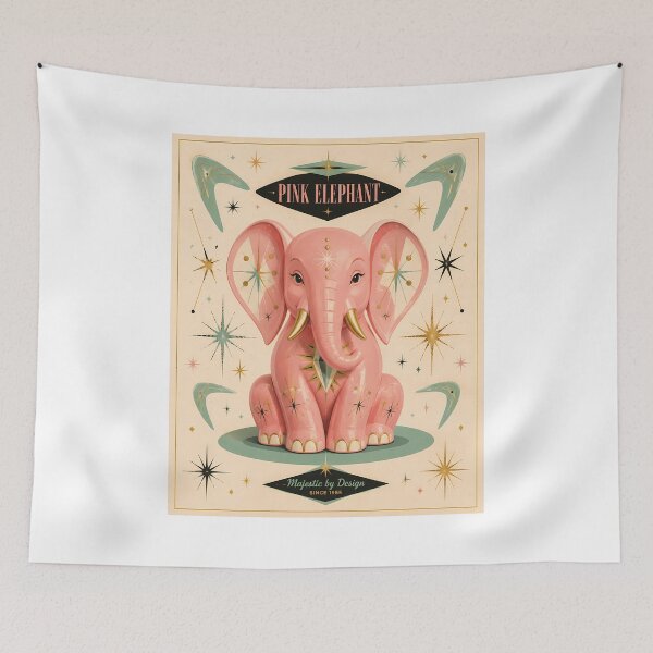 Item preview, Pink Elephant Since 1955 Majestic Retro Decor designed and sold by chattsuede.