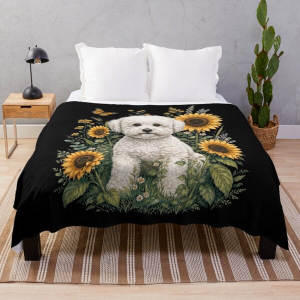 Item preview, Bichon Frise With Sunflower Cottagecore Art Dog Owner designed and sold by TerryConnells.