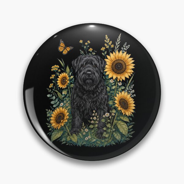Aperçu de l'œuvre Terrier noir russe avec tournesol, art cottagecore, propriétaire de chien créée et vendue par TerryConnells.