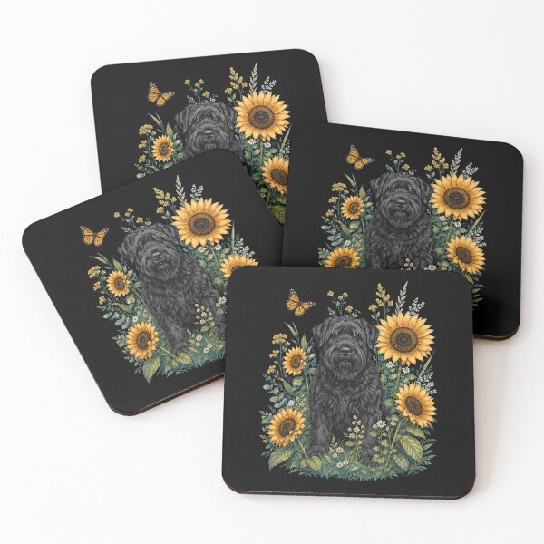 Item preview, Black Russian Terrier With Sunflower Cottagecore Art Dog Owner designed and sold by TerryConnells.