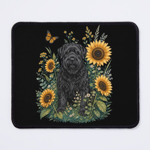 Item preview, Black Russian Terrier With Sunflower Cottagecore Art Dog Owner designed and sold by TerryConnells.