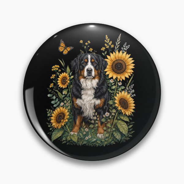 Item preview, Bernese Mountain Dog With Sunflower Cottagecore Art Dog Owner designed and sold by TerryConnells.