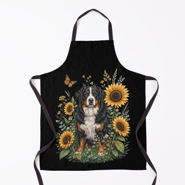 Item preview, Bernese Mountain Dog With Sunflower Cottagecore Art Dog Owner designed and sold by TerryConnells.