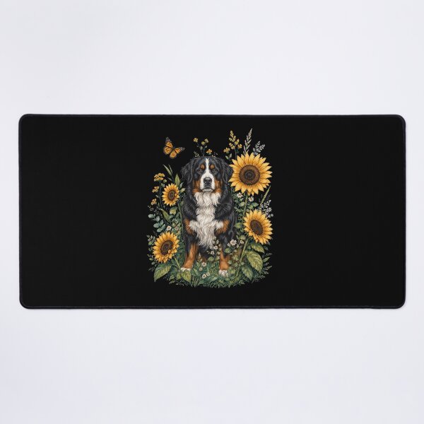 Item preview, Bernese Mountain Dog With Sunflower Cottagecore Art Dog Owner designed and sold by TerryConnells.
