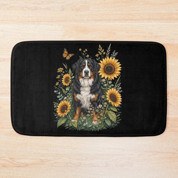 Item preview, Bernese Mountain Dog With Sunflower Cottagecore Art Dog Owner designed and sold by TerryConnells.