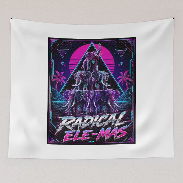 Item preview, Radical Ele-Mas Christmas Synthwave Elephant designed and sold by chattsuede.
